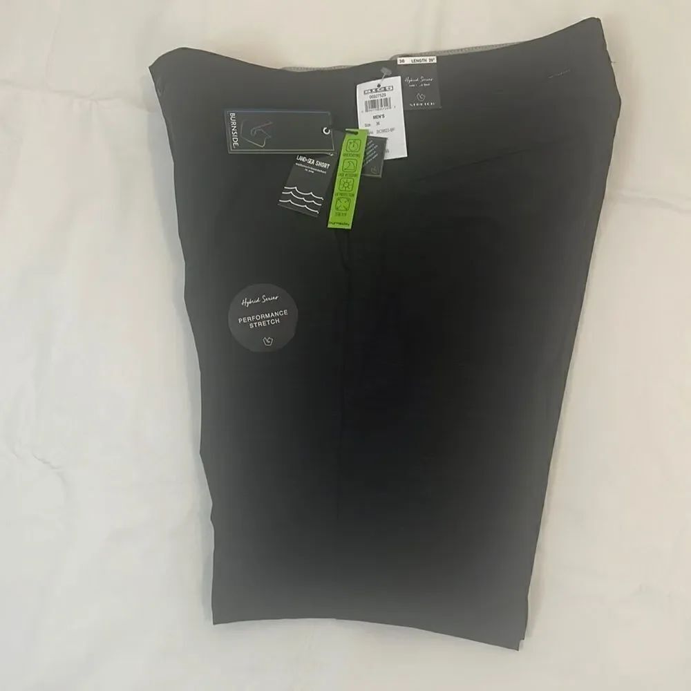 Burnside Mens Black Shorts 36 Waist 20 Length Hybrid Series Stretch Land & Sea